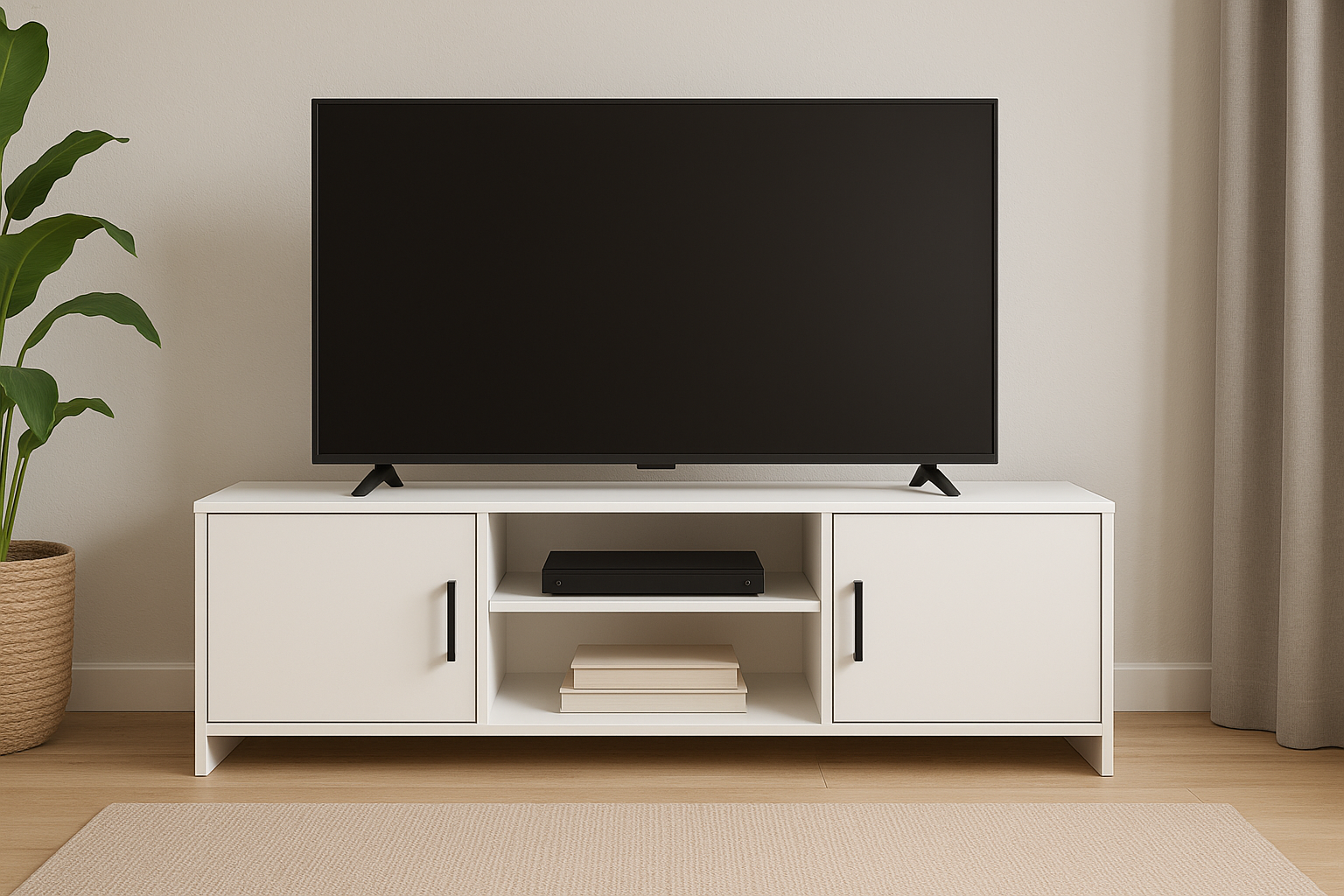 Rack para TV Branco 150cm com Portas e Compartimentos