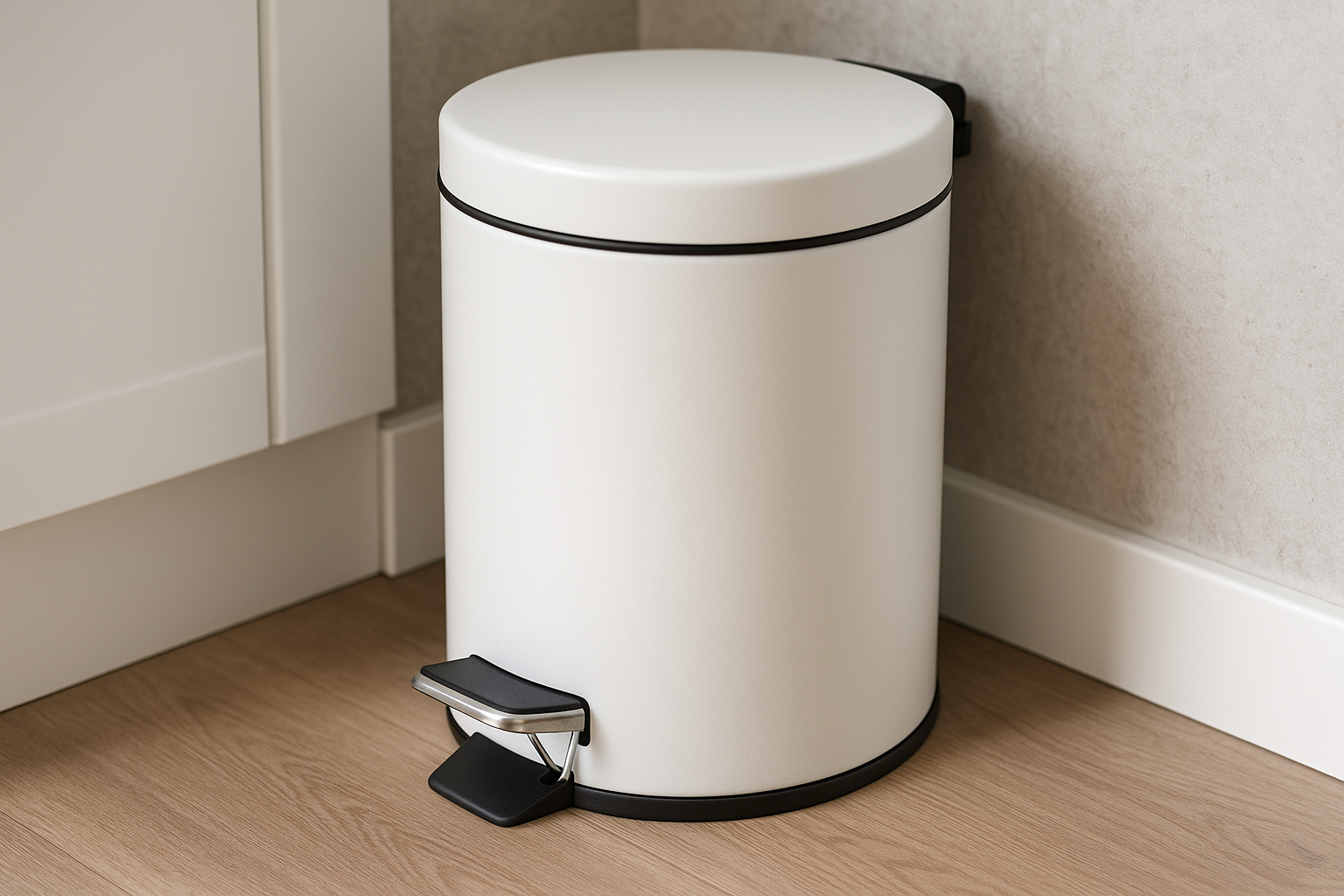 Lixeira com Pedal Metal Branca 12L Tampa Automática